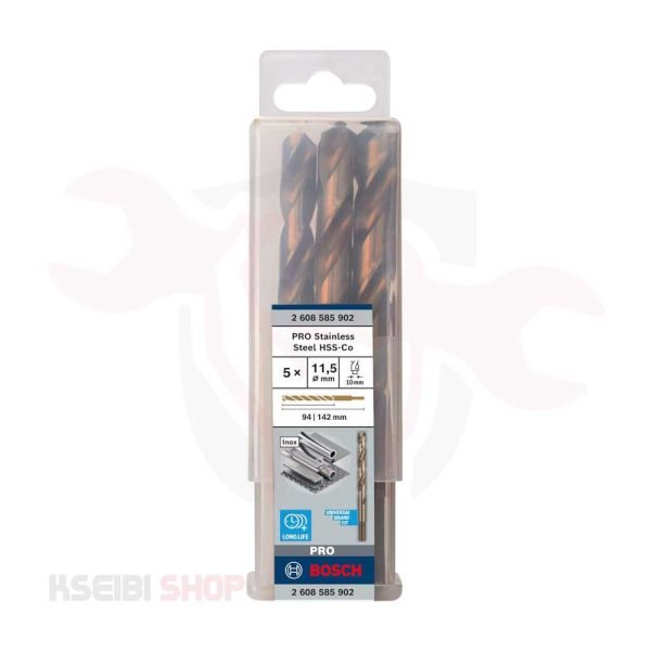 طقم بنط حدادي كوبلت 5 قطع 11.5 مم HSS-CO من BOSCH موديل PRO Stainless Steel